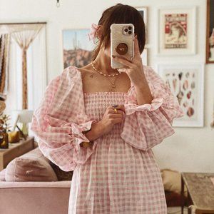 NWT Pink Gingham Atlanta Sleeper Dress S